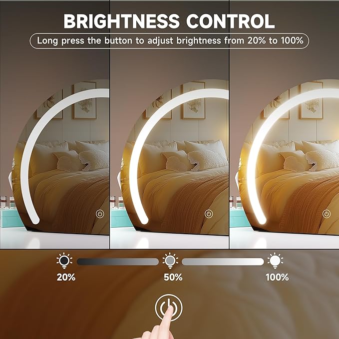 Hasipu Vanity Mirror with Lights, 13.8" x 10.7" LED Makeup Mirror, Lighted Makeup Mirror with Lights, Smart Touch Control 3 Colors Dimmable Mirror, White