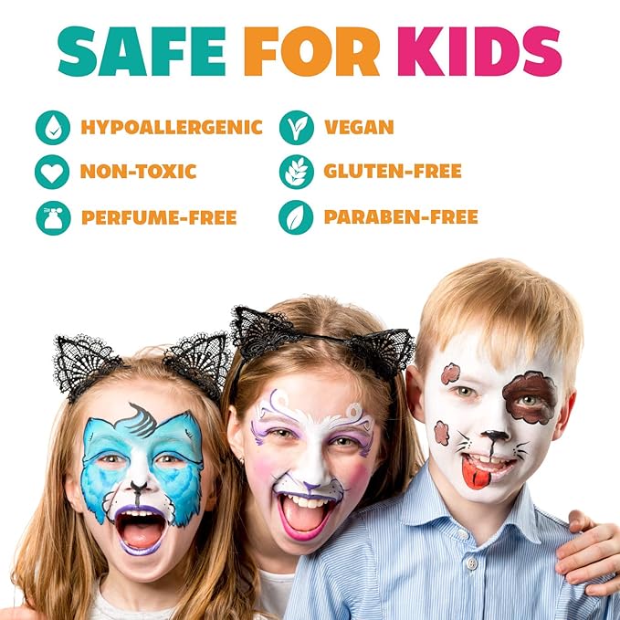 Kraze FX Dome Stroke - Girly Girl Rainbow (25 gm), Professional 1-Stroke Split Cake, Hypoallergenic, Non-Toxic, Water Activated Face & Body Painting Makeup Supplies for Sensitive Skin, Kids, Adults