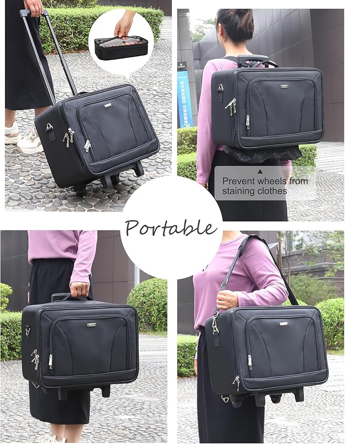 MONSTINA Rolling Makeup Train Case with Large Makeup Travel Train Case and 4 Portbale Cosmestic Bag,Makeup Case for Hairstylist,Makeup Artist Trolley Travel Makeup Case(Black)
