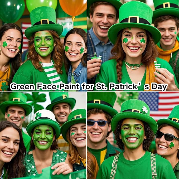 MEICOLY Green Face Body Paint,Camouflage Gamora Hunting Hulk Body Paint for Adults and Kids,Halloween SFX Witch Makeup Face Paint,St. Patrick’s Day Face Paint Makeup Accessories