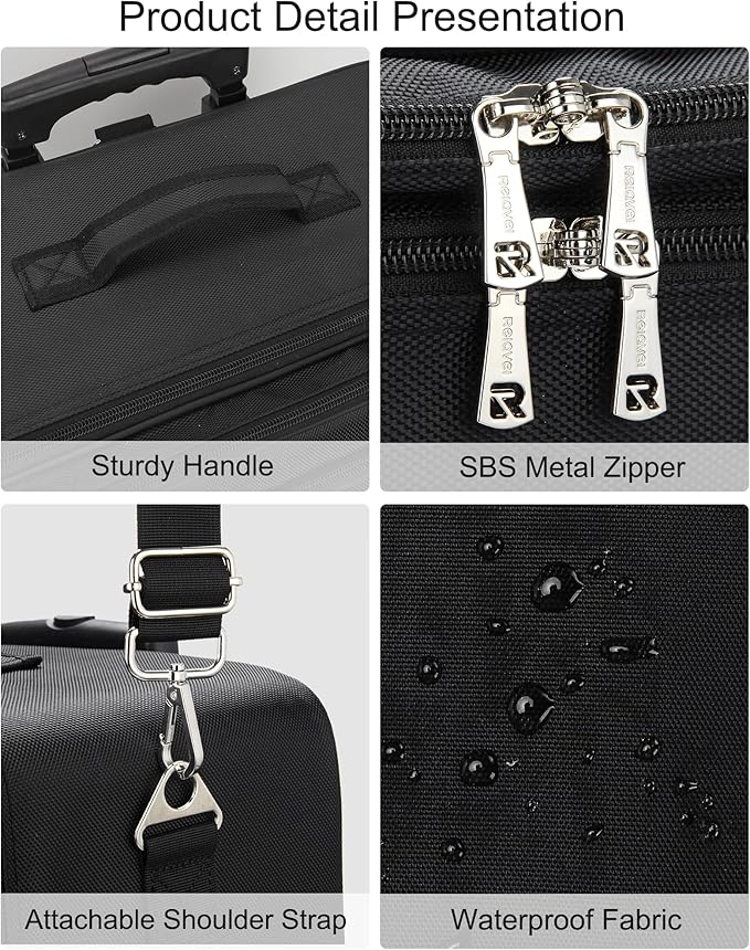 Relavel Extra Large Makeup Case Rolling Travel Train Case, 3 Layer with Insulation Compartment & Four Clear Storage Bags, Professional Makeup Artist Bag Portable Nail Organizer Box Art Supply Case