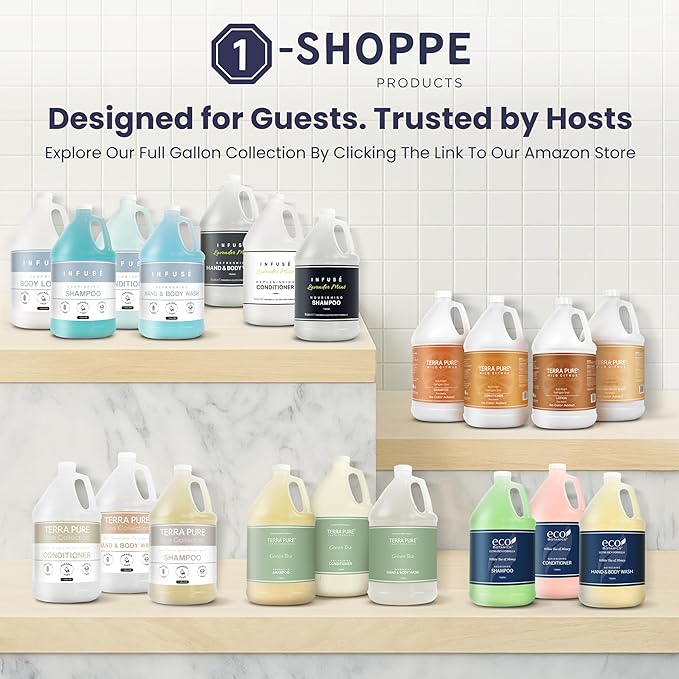 1-Shoppe Terra Pure Eco Botanics Natural Hand & Body Wash with Raw Honey & White Tea | Gallon Jug Bulk Toiletries for Airbnb, Vacation Rentals, and Home Bathroom| Refill For Soap Dispensers | Set Of 4