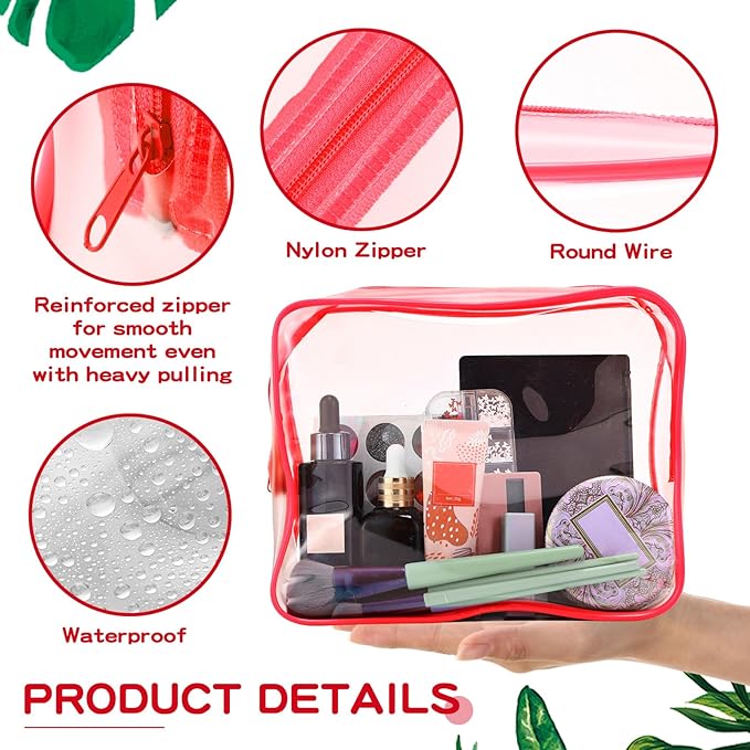 Weewooday 12 Pieces Clear Makeup Bags Cosmetic Storage Bags PVC Zipper Pouches Travel Waterproof Makeup Plastic Case for Women Organizing Toiletries Traveling Bathroom