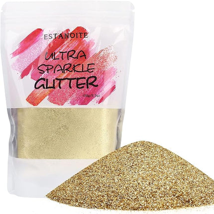 Metallic Fine Glitter Powder 150g, Resin Sequins, Holographic Polyester for Slime, Tumblers, Painting Arts, Cosmetic Body Face Makeup, Nail Arts (Honey Gold)