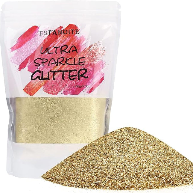 Metallic Fine Glitter Powder 150g, Resin Sequins, Holographic Polyester for Slime, Tumblers, Painting Arts, Cosmetic Body Face Makeup, Nail Arts (Honey Gold)