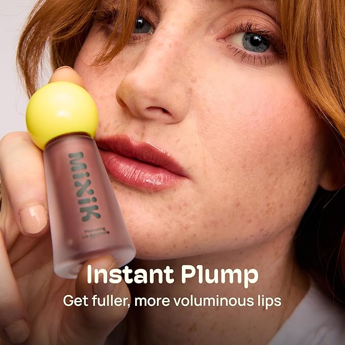 MIXIK Plumping Lip Ampoule, Hydrating Lip Gloss Plumping Ampoule made with Shea Butter & Argan Kernel Oil leaving Lips Plump, Smooth and Glossy, promotes Vibrant High-Gloss Plump Lips (Mauve Plump)