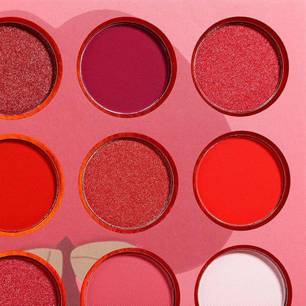 Afflano Red Eyeshadow Palette Makeup, Ultra Pigmented and Blending Bright Dark Hot True Red Black Eye Shade 12 Color, Cruelty Free Velvet Matte Shimmer Warm Fall Sunset Pink Goth red Eye Shadow Pallet