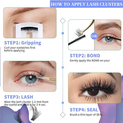 Fluffy Lash Cluster Eyelash Extensions 14-25mm Thick Lash Clusters 60D+80D D Curl Wispy Individual Lashes 280pcs False Eyelashes DIY Plant Fibers Lash Extension, by Yaiseiko