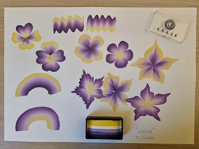 Kraze FX Dome Stroke - Viola by Linnea (25 gm), Professional 1-Stroke Split Cake, Hypoallergenic, Non-Toxic, Water Activated Face & Body Painting Makeup Supplies for Kids Safe Adults
