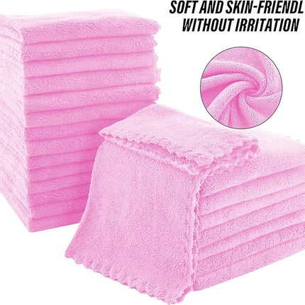 MOONQUEEN Ultra Soft Premium Washcloths Set - 12 x 12 inches - 24 Pack - Quick Drying - Highly Absorbent Coral Velvet Bathroom Wash Clothes - Use as Bath, Spa, Facial, Fingertip Towel (Frozen Berry)