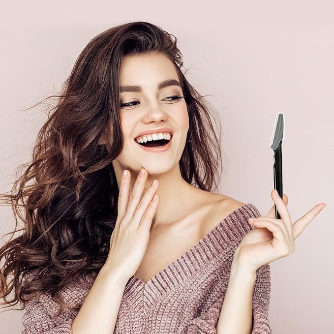 21 Pcs Eyebrow Razors, Face Razors Multipurpose, Exfoliating Dermaplaning Tools, Eyebrow Trimmers Shaver with Safety Cover, Facial Hair Removal for Women Men Body Use (Black)