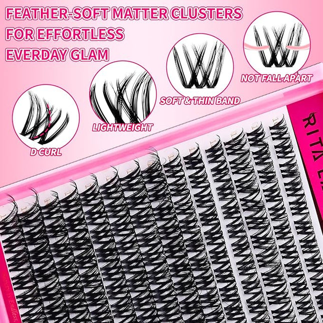 Cluster Lashes DIY Lash Clusters Eyelash Extensions Wispy Lash Extension False Eyelashes Thin Invisible Lash Band Individual Lashes (WL2-5,10-18mm)