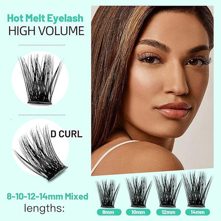 Bodermincer 120 Clusters 10mm+12mm/12mm+14mm/14mm+16mm Mixed Wide Cluster False Eyelash Individual Cluster EyeLashes Grafting Fake False Eyelashes Eyelash Extension (Black 8-10-12-14mm Mixed)