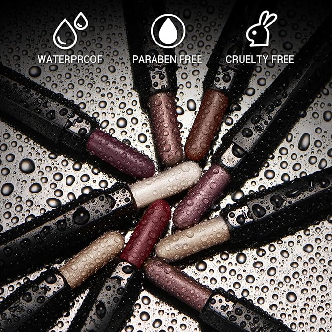 6-Piece Matte and Shimmer Cream Eyeshadow Pencil Set, Waterproof Long Lasting Highlighter Stick, Champagne Rose Pink