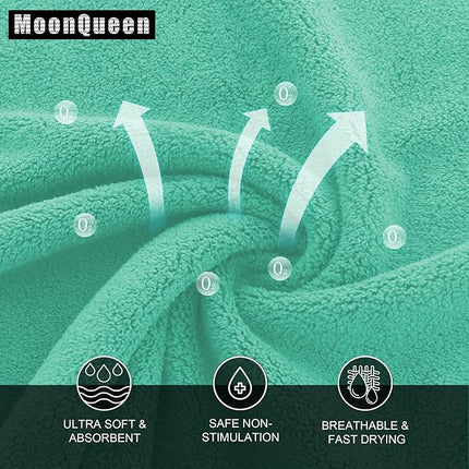 MOONQUEEN Ultra Soft Premium Washcloths Set - 12 x 12 inches - 24 Pack - Quick Drying - Highly Absorbent Coral Velvet Bathroom Wash Clothes - Use as Bath, Spa, Facial, Fingertip Towel (Aqua Green)