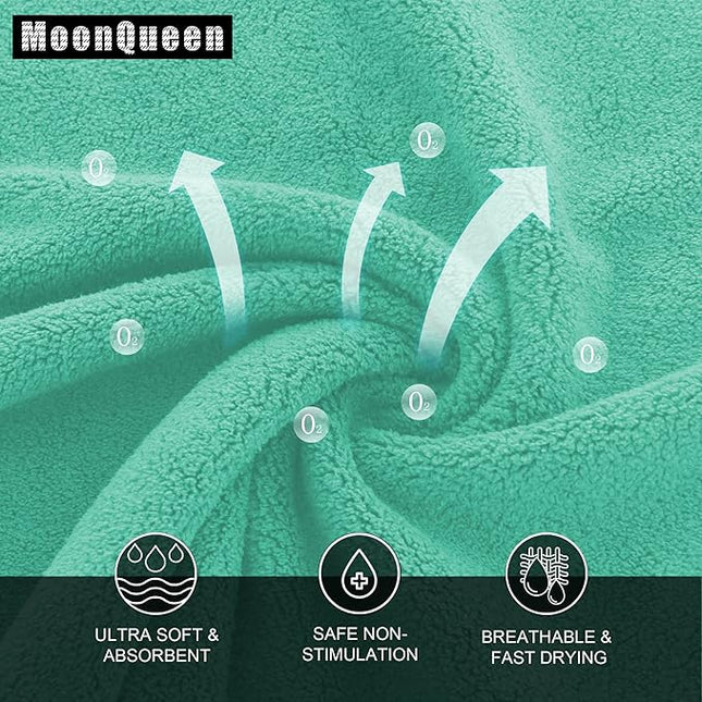 MOONQUEEN Ultra Soft Premium Washcloths Set - 12 x 12 inches - 72 Pack - Quick Drying - Highly Absorbent Coral Velvet Bathroom Wash Clothes (Aqua Green)