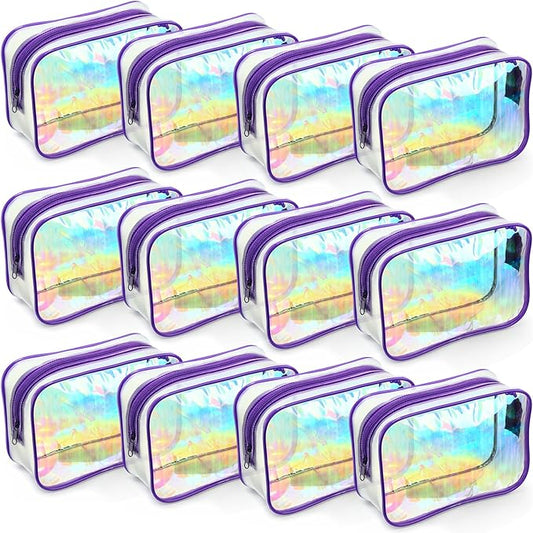 Weewooday 12 Pieces Clear Makeup Bags Cosmetic Storage Bags PVC Zipper Pouches Travel Waterproof Makeup Plastic Case for Women Organizing Toiletries Traveling Bathroom