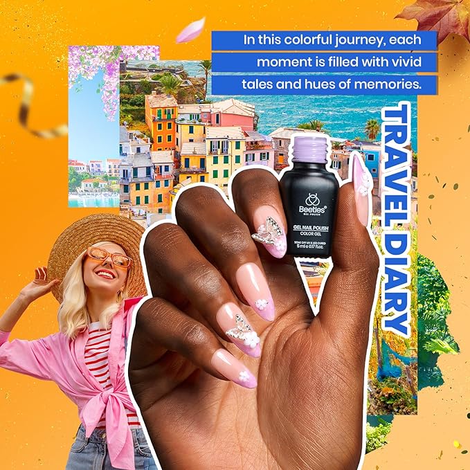 beetles 85 Pcs Gel Nail Polish Kit with UV Light - 35 Colors Gel Polish Set Travel Diary All in One Manicure Kit with Nails Tips and Base Top Coat Soak Off Home DIY Salon Gifts for Women Teens Girls