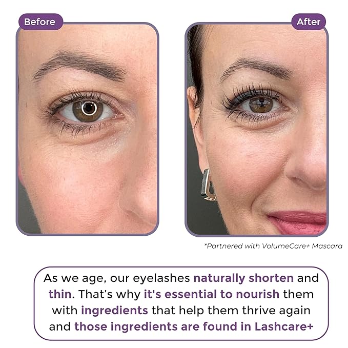 LashCare+ Eyelash Enhancing Serum For Older Women - Longer, Thicker Lashes in 12 Weeks - For Sensitive Eyes, Natural Growth - Enhancement, Conditioner for Longer-Looking Lashes (1mL (1 Month Supply))