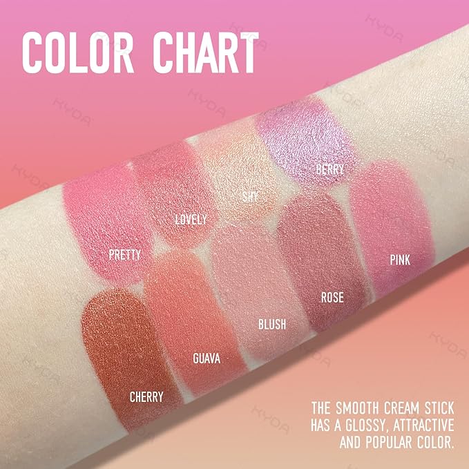 KYDA Mineral Color Balm, SPF 35, Buildable Shimmer Color for Lip and Cheek, Natural Shimmer Cream Blush Stick, Lightweight Blendable, Multiuse Makeup Balm, PRETTY