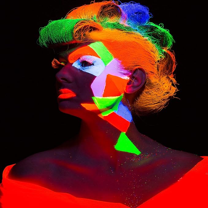 CCbeauty Neon Orange Face Paint Stick, UV Orange Face Painting Kit, Full Coverage SFX Makeup Foundation, Professional Non-Toxic Body Paint for Halloween Costume Cosplay Party, Glow In The Dark Makeup