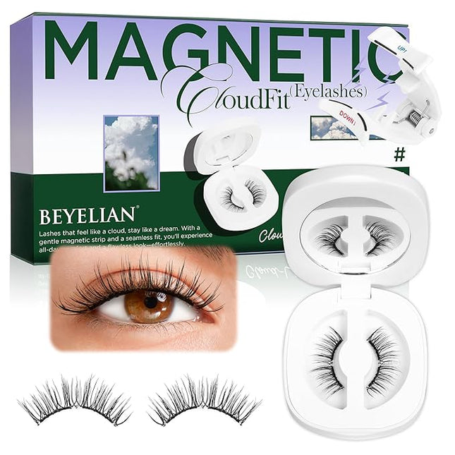 BEYELIAN Magnetic Eyelashes with Applicator Kit, Upgrade Soft Magnetic Lashes Reusable False Eyelashes Natural Look, No Glue Needed Eyelashes for Daily Work (Lightweight & Comfortable)