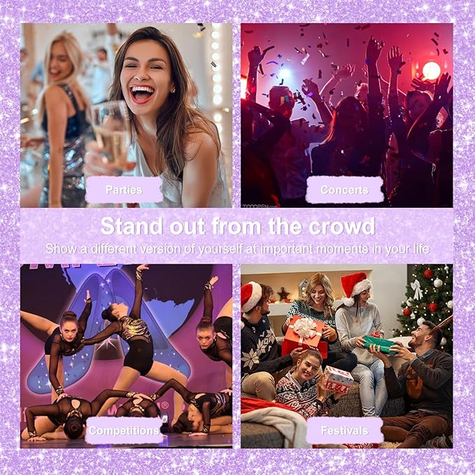 YOSCA Body Glitter Spray, 150ML Shimmer Glitter Hairspray, Glitter Spray for Hair Body Clothes, Quick-Drying and Long-Lasting Shiny Glitter Spray for Festival Music Concert Party Rave Accessories