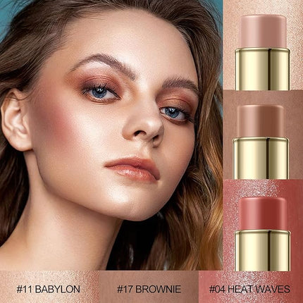 FALOCUTUS 3 Pcs MEDIUM Contour Stick Set,Cream Blush & Highlighter Bronzer Pen,Long Lasting & Smooth Natural Face Contouring Illuminator,Professional Makeup Kit for All Skin