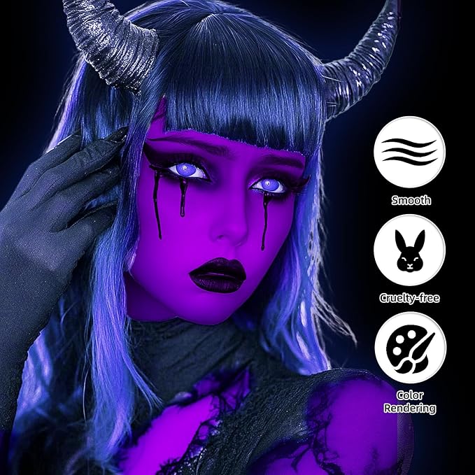 Go Ho Purple Face Paint,Waterproof Oil Based Cream Purple Face Body Paint Stick for Halloween Cosplay SFX Mermaid Witch Skull Zombie Clown Makeup