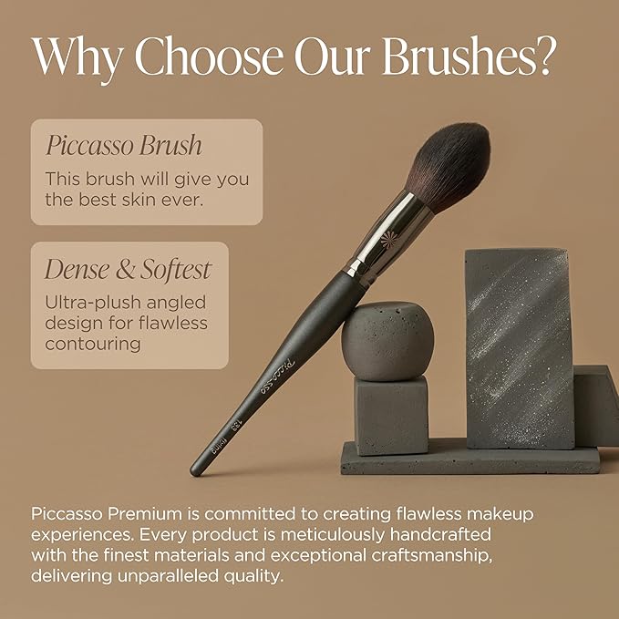 Piccasso 133 Fixing Powder Brush – Soft Synthetic Bristles for Setting Powder, Smooth and Flawless Face Makeup, Gentle Coverage for Pores and Texture, Korean Professional Makeup Brush for Daily Use