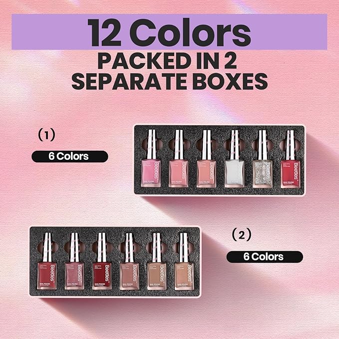 Beetles Nail Polish Set - 12 Colors Jelly Pink Quick Dry Nail Polish Glitter Nail Polish Kit Air Dry Serenely Chic Fingernail Polish Diy Nail Art Set Home