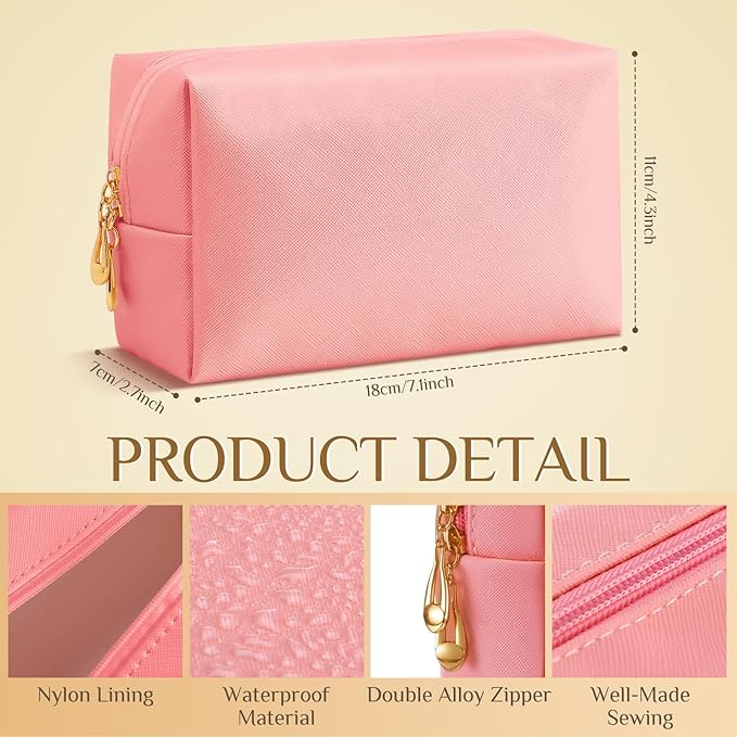 Cunno 50 Pcs Makeup Bag Bulk PU Leather DIY Cosmetic Plain Preppy Makeup Pouch Portable Waterproof Toiletry Bags for Women Travel Pencil Case Cosmetic Organizer (Multicolor)