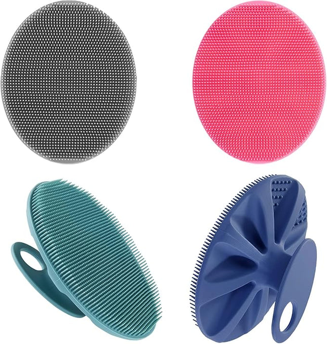 Food-Grade Soft Silicone Body Cleansing Brush Shower Scrubber, Gentle Exfoliating and Massage for All Kinds of Skin (Pack of 4)