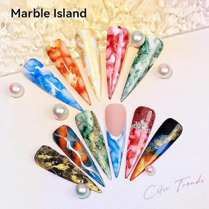 MIZHSE Glitter Marble Nail Polish Set, 8 Colors Marble Ink for Nails Blooming Gel Nail Polish Watercolor Ink Polish for Nails Design Home DIY