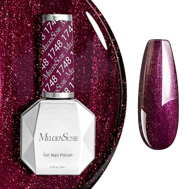 MelodySusie Purple Glitter Gel Nail Polish,0.5fl oz Soak Off UV LED Dark Purple Sparkle Glitter Gel Polish Gift for Women Nail Art Manicure Salon DIY Nail Design Decoration at Home-1748