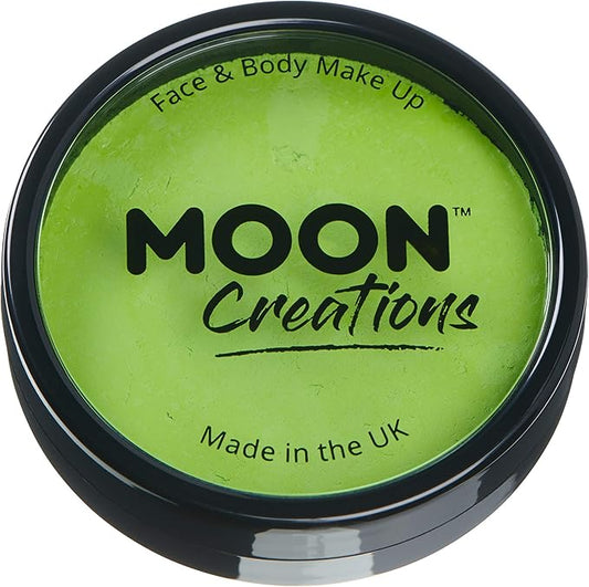 Pro Face & Body Paint Cake Pots by Moon Creations - Light Green - Professional Water Based Face Paint Makeup for Adults, Kids - 1.26oz
