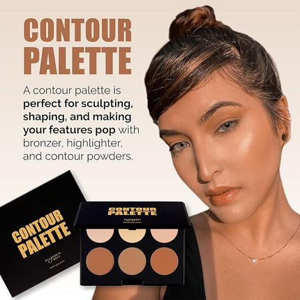 Elizabeth Mott Bronzer Contour Kit & Highlighter Powder Makeup – 6 Blendable Shades for a Natural Sun-Kissed Glow – Long-Lasting, Lightweight, Cruelty-Free & Paraben-Free Face Makeup