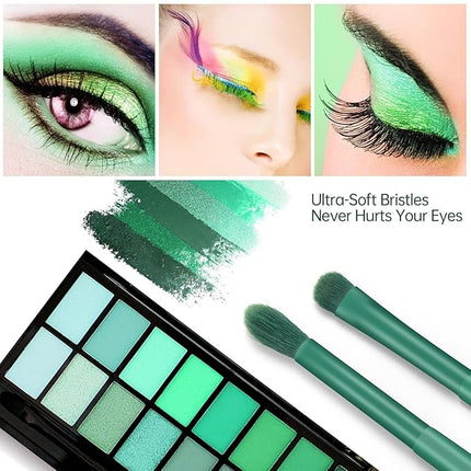 Eye Makeup Brush Set, 6 Pcs Professional Blending Eyeshadow Makeup Brushes for Concealer Eyebrows Eyeliner, Soft Hairs & Wood Handle (green)…