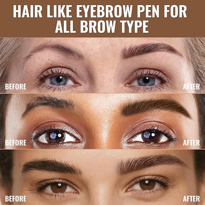 iMethod Eyebrow Pen - Eyebrow Pencil,2-in-1 Eyeliner Dual-Ended Microblading Eyebrow Pencil Long Lasting Waterproof Hair-Like Brow Pencil,with Eyebrow Brush,Eyebrow Pencils for Women,DarkBrown