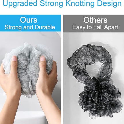 AmazerBath Loofah Sponge 60g/Piece, Exfoliating Bath Sponge Body Scrubber - Loofa Set of 4 Neutral Colors