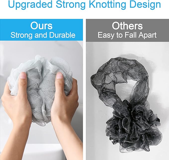 AmazerBath Loofah Sponge 60g/Piece, Exfoliating Bath Sponge Body Scrubber - Loofa Set of 4 Neutral Colors