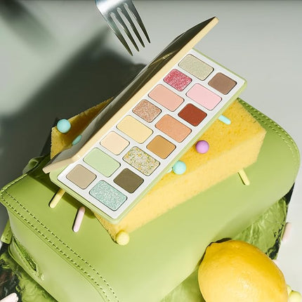 16-Color Eyeshadow Palette Lime Cream Edition - Crease-Proof & Blendable,Pastel Spring Tones with Multi-Texture Shimmers for Daily Wear, Dating (#14Flipped)