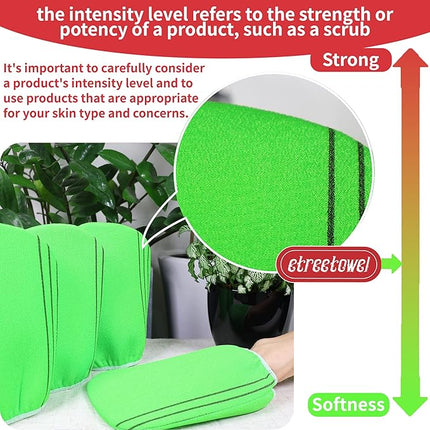 Korean Asian Exfoliating Bath Washcloths Mitt Scrub for Body washcloth Glove Premium Viscose Rayon Towel Korea Made(4 pcs of Glove Exfoliating Mitts)