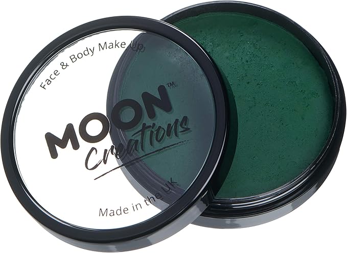 Pro Face & Body Paint Cake Pots Dark Green - Professional Water Based Face Paint Makeup for Adults, Kids - 1.26oz