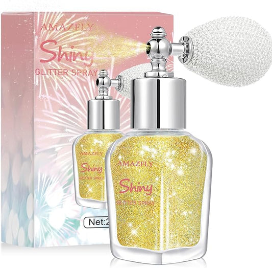 Hair and Body Glitter Spray, Shimmering Powder Sparkle Powder Makeup, Glitter Loose Sparkle Makeup for Body Highlighter,Festival Prom Rave Accessories (Gold)