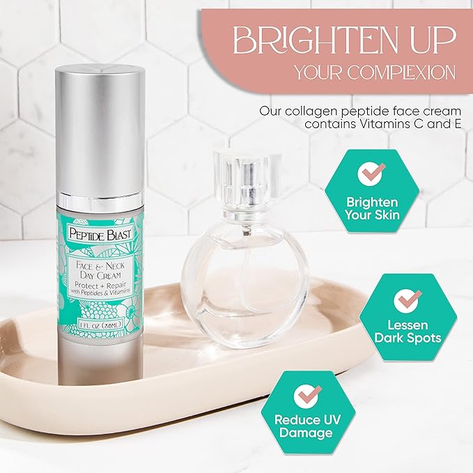 Peptide Blast DAY CREAM Packed with Collagen Peptides, and Vitamins C & E – For Face & Neck - 1oz.