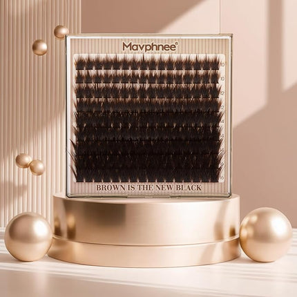 Brown Lash Clutsers Wispy Cluster Eyelash Extensions Fluffy Individual Lashes Natural Cluster Lashes Dark Brown Lash Extensions Fairy Lash Spikes Extension Soft Vibe Look (144Pcs CC Curve 10-16MM)