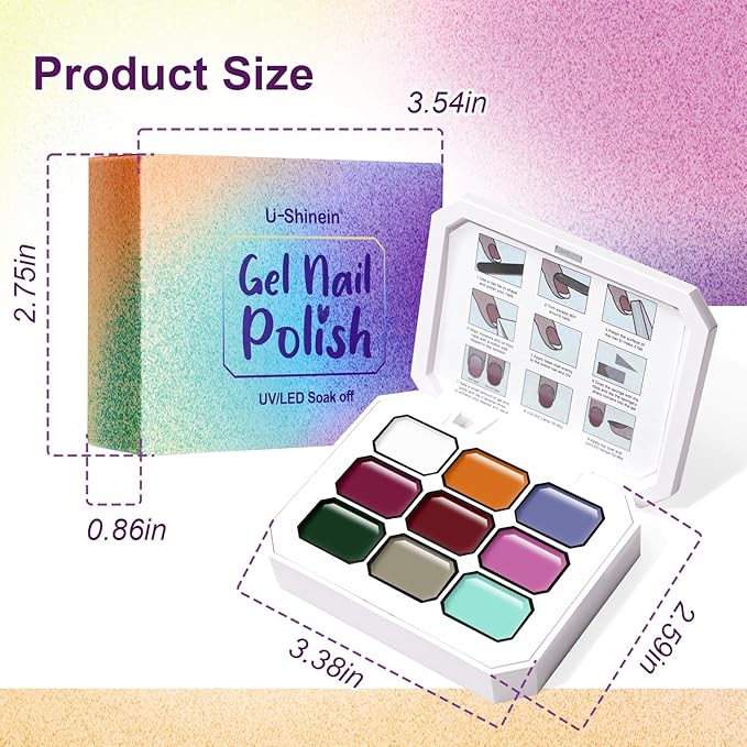 Gradient Painting Gel, 9 Colors Ombre Gel Nail Polish Set Sponging for Pigment Pat Aura Nails French Manicure Long-lasting Home Salon DIY Nail Art Home Salon Foreign Landscapes