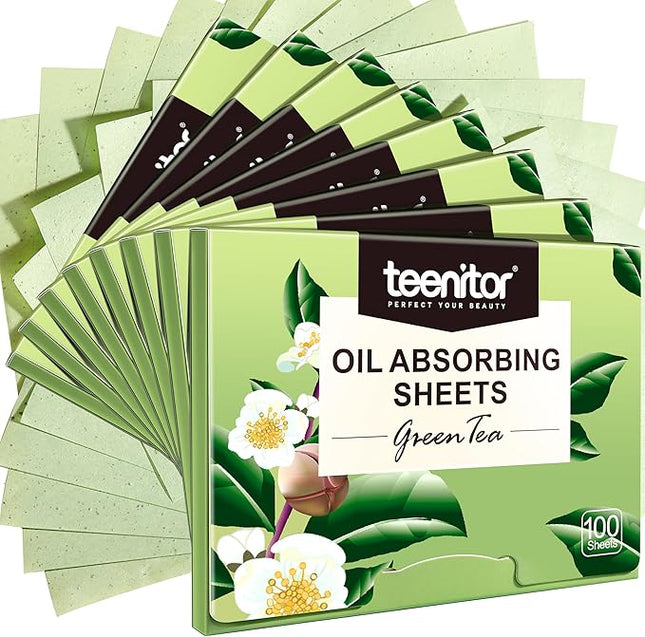 Teenitor Green Tea Blotting Paper - 800 Oil Absorbing Sheets for Oily Skin, Face Oil Control Film