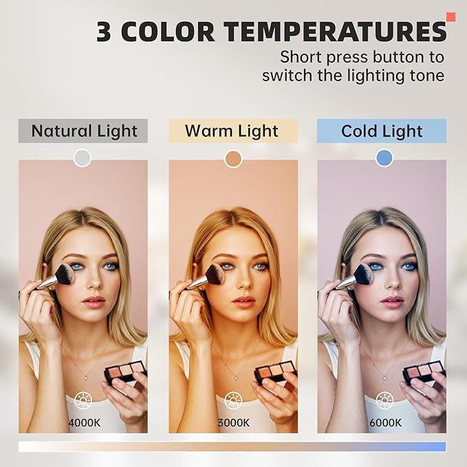 MINISO Vanity Mirror with Lights - 17.7" x 13.8" Hollywood Makeup Mirror with Adjustable Brightness,3 Modes Light, 360°Rotation